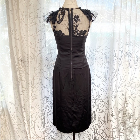 Burberry Prorsum black silk sheer lace scrunched gathered sleeveless midi dress - Picture 5 of 14
